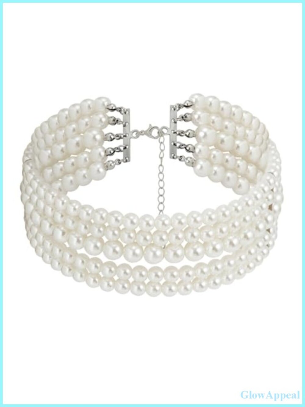 Boho Round Imitation Pearl Choker Multi Strand Vintage Bridal Wedding Necklace